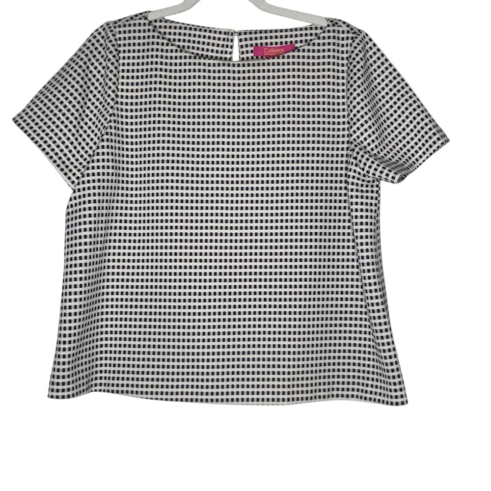 Catherine Catherine MALANDRINO short sleeve gingham print blouse. Size L